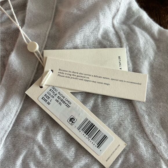 NWT Rebecca Taylor Wool Blend Rouched V neck Sweater Cardigan - Picture 6 of 10